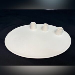 West Elm Dora Ceramic Candleholder 3 taper candle White finish